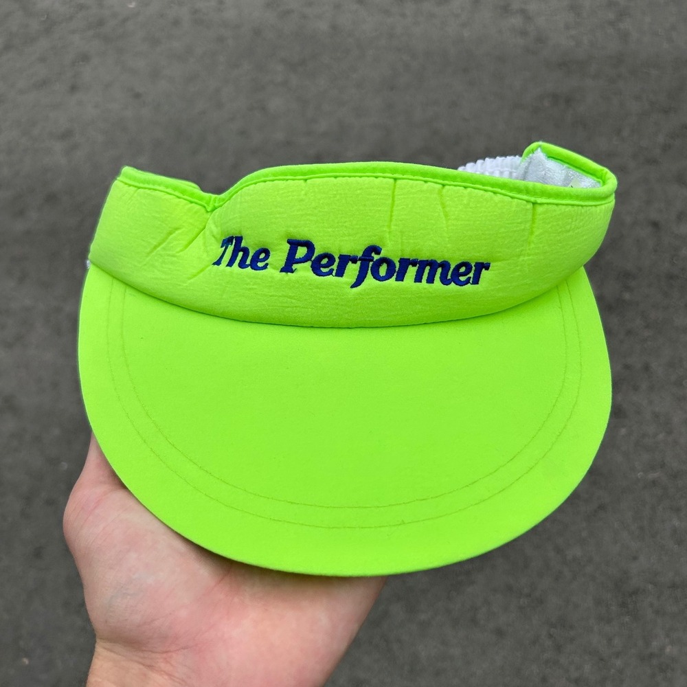 Vintage The Performer Neon Green Visor Golf Tennis Sports‎ Hat Cap One Size Y2K